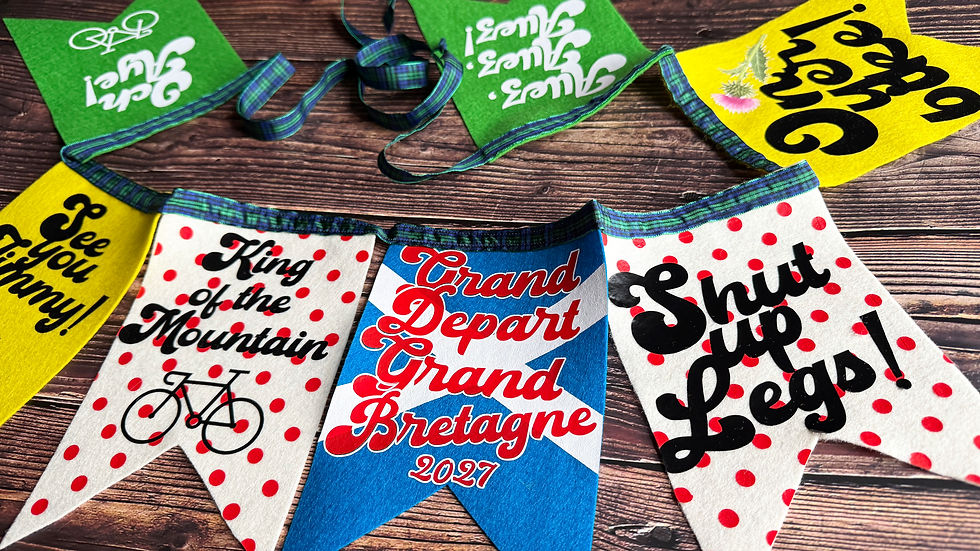 a set of bunting on a wood background