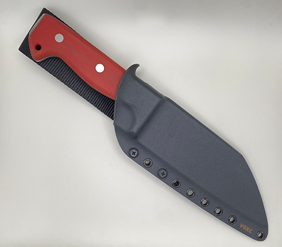 Red Micarta Eagle sheathed
