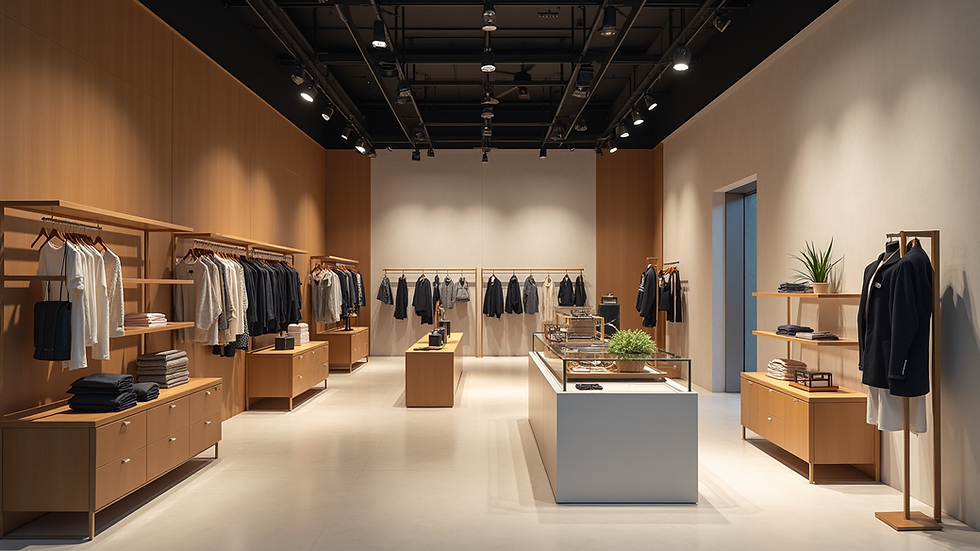 Eye-level view of a modern retail space with strategic lighting design