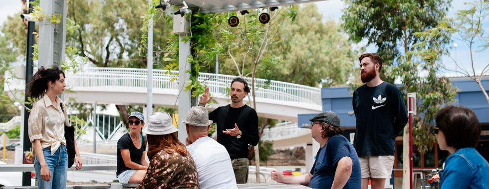 Janes Walk Leederville, Nov 2018, format for introducing urban design to residents, local architect Simon Venturi giving talk.