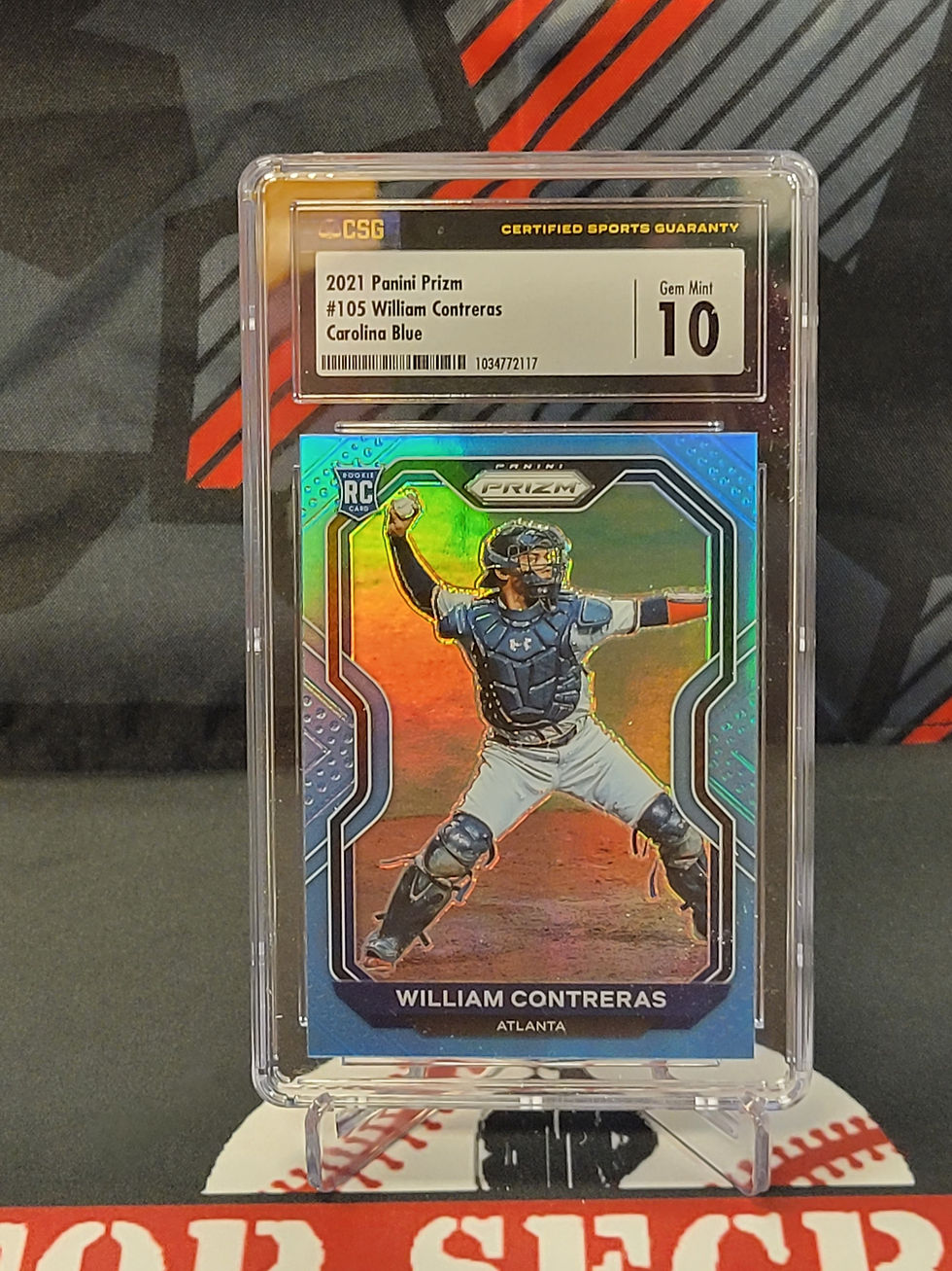 William Contreras Braves 2021 Prizm Carolina Blue Graded - CSG 10