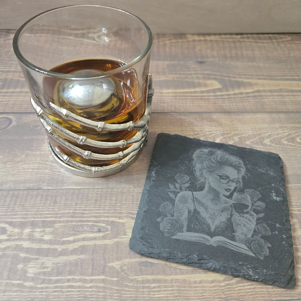 Books & Wine Slate Coasters