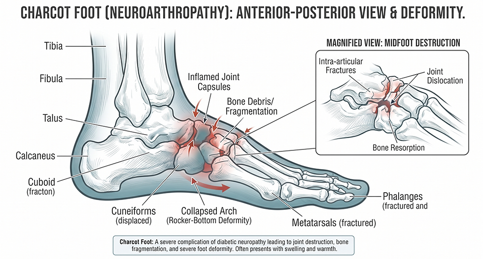A diagram of Charcot Foot