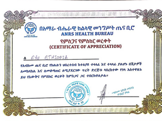 Eyu-Ethiopia Awarded Certificate of Recognition by Amhara Regional Health Bureau 