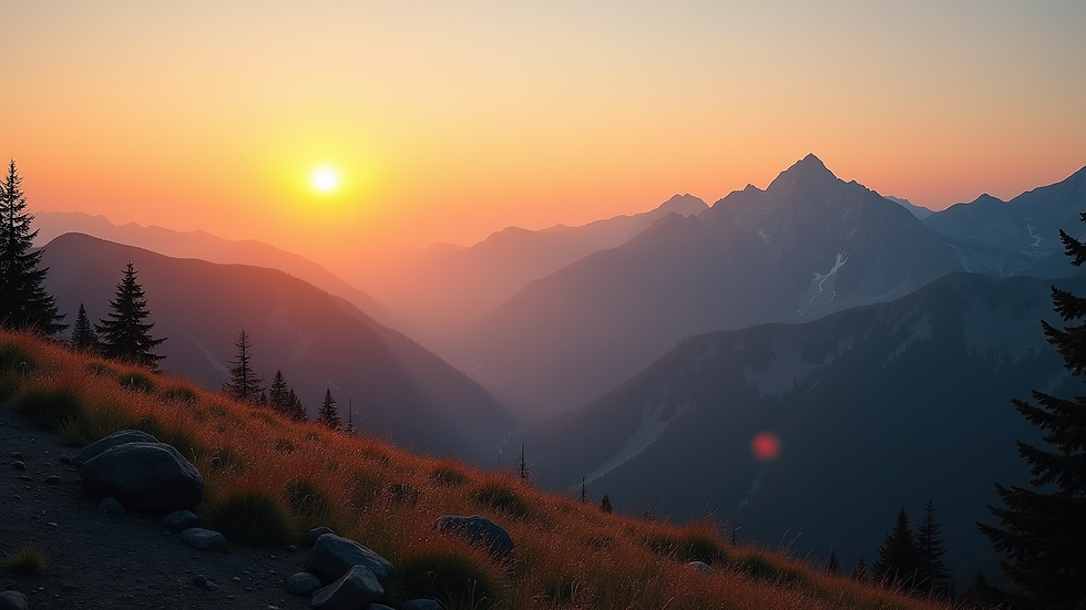 Eye-level view of a scenic mountain landscape