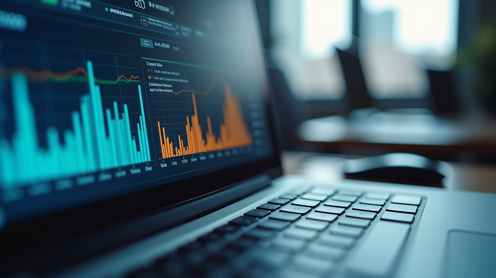 Close-up view of software interface with analytics data