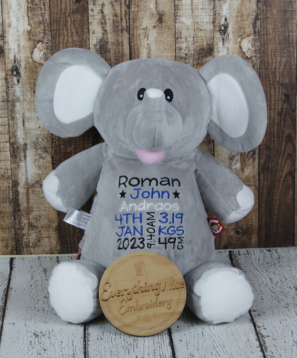 Personalised Grey Elephant - Boy