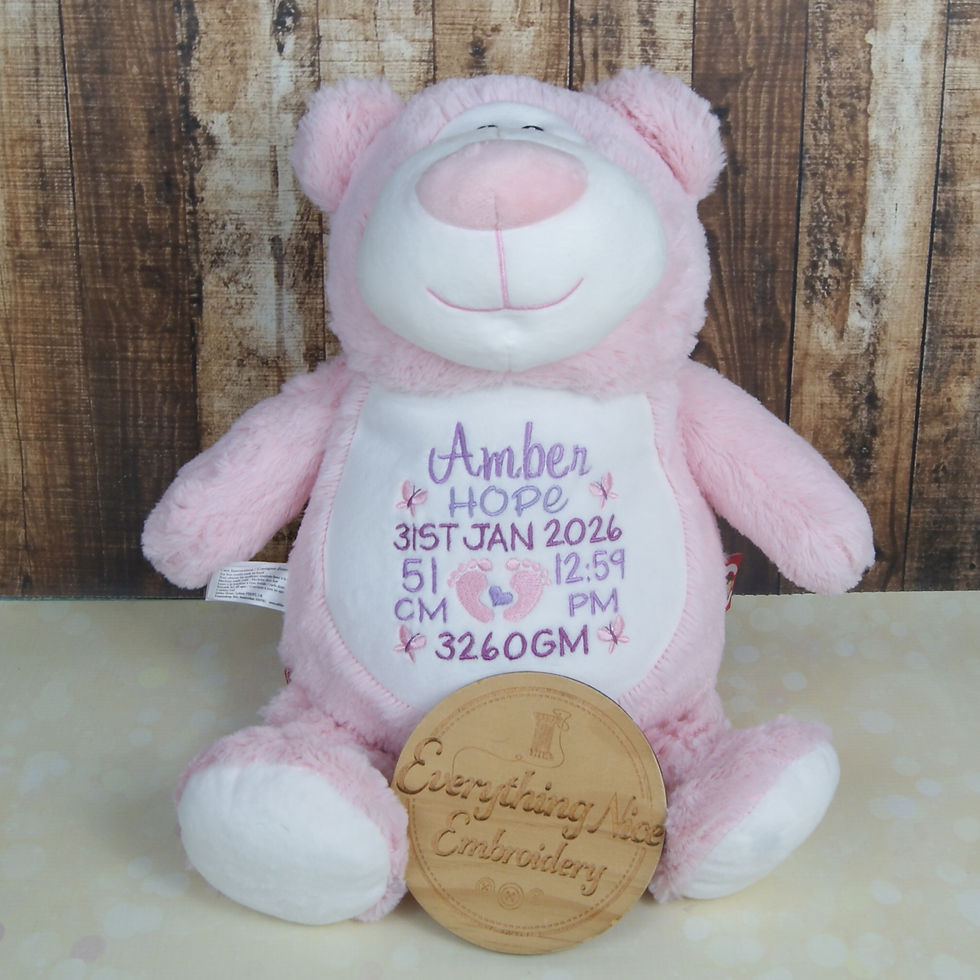 Personalised Pink Bear Feet Design