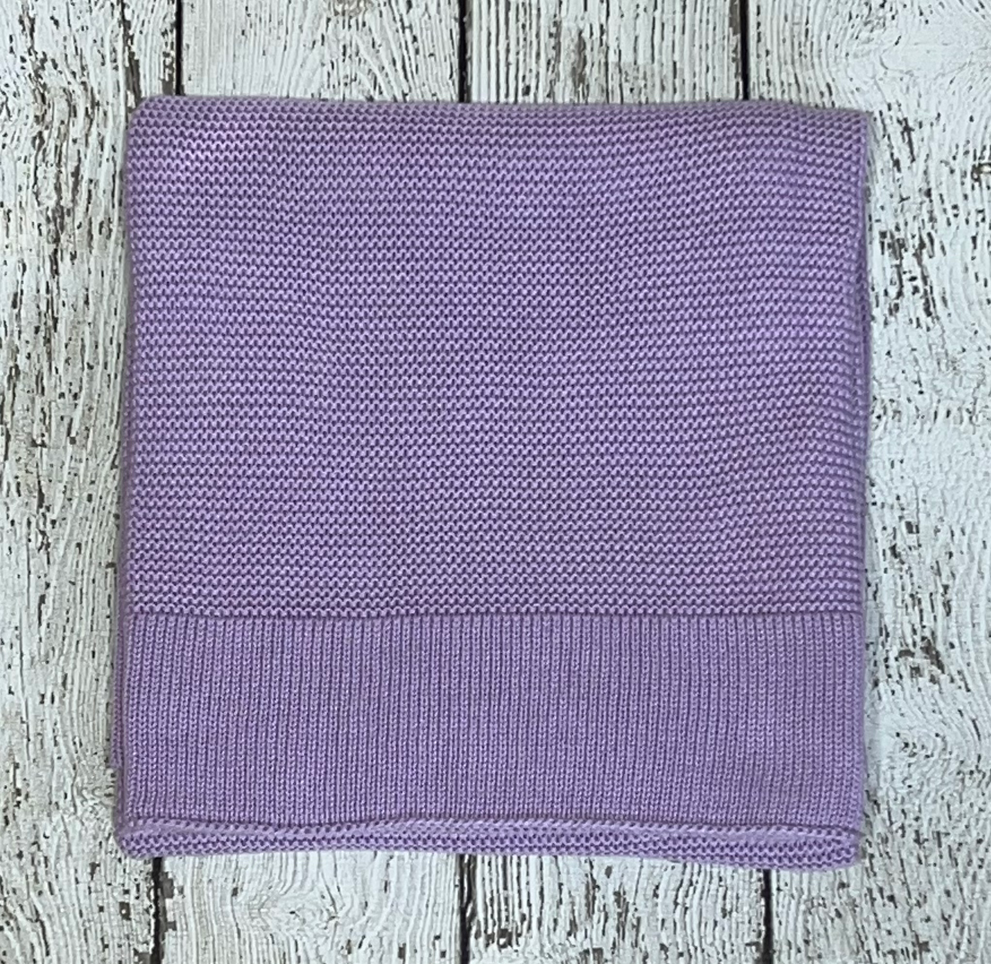 Personalised Purple Knitted Baby Blanket - Band Embroidery