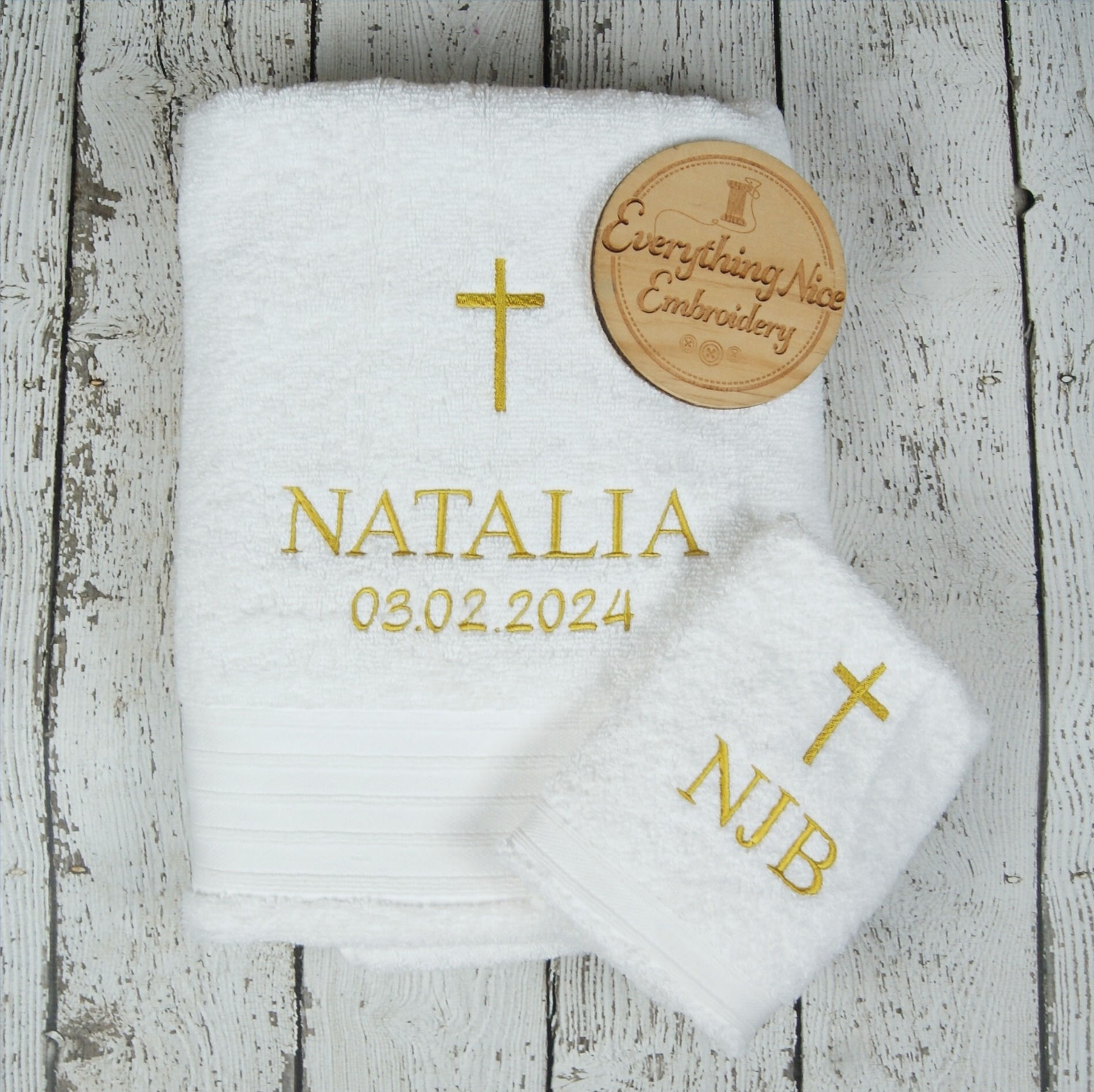 Custom Christening Towel and Face Washer