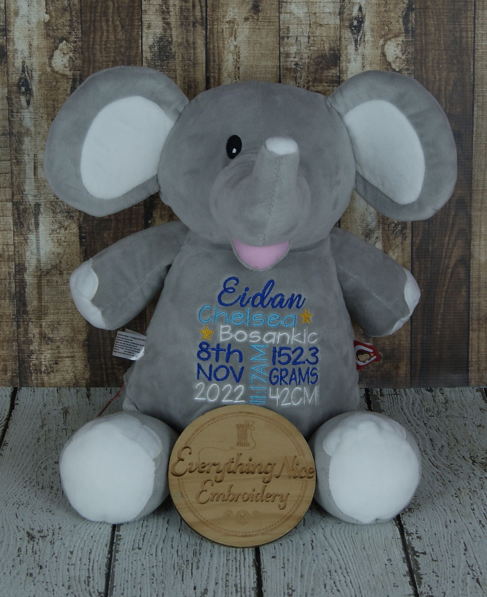 Personalised Grey Elephant  - Birth