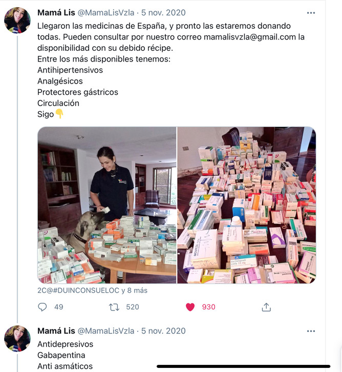 Envío de medicamentos a la Fundación Mamá Lis
