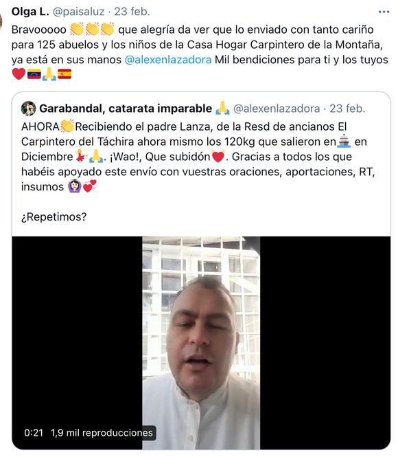 Padre Franco Lanza recibiendo 120kg de Ayuda Humanitaria