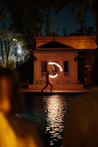 FIRE PERFORMER IN A VENUE (JNANE RUMI) PERFORMING FOR AN EVENT BIRTHDAY PARTY LIMEURI EVENTS - Audio Visual Equipment Hire