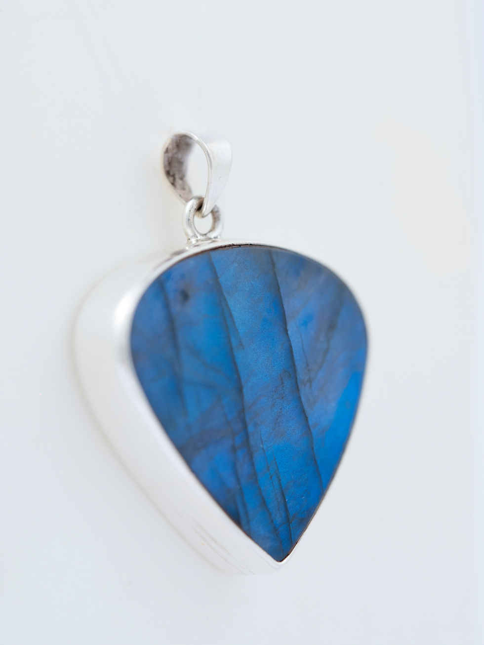Labradorite large wide gemstone silver pendant sold by Gill Goddard Jewellery