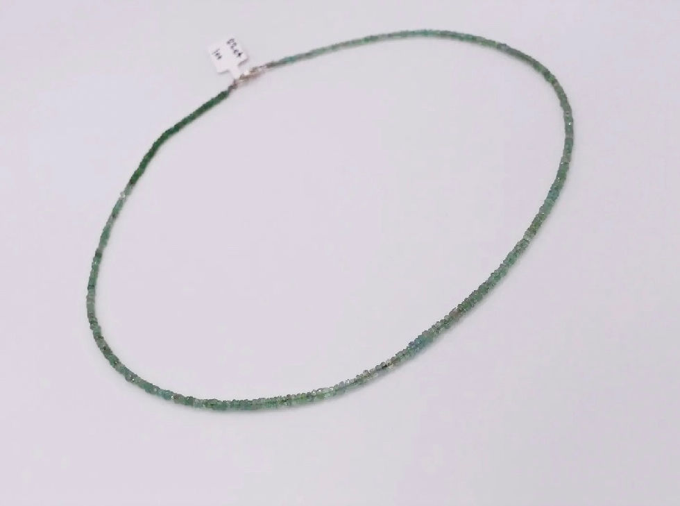 Emerald bead necklace precious gem necklace sold by Gill Goddard Jewellery