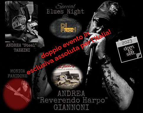 ANDREA "Rev. Harpo" GIANNONI +
ANDREA "Steel" TAZZINI
Live@DIFUORI 2023.
L'evento