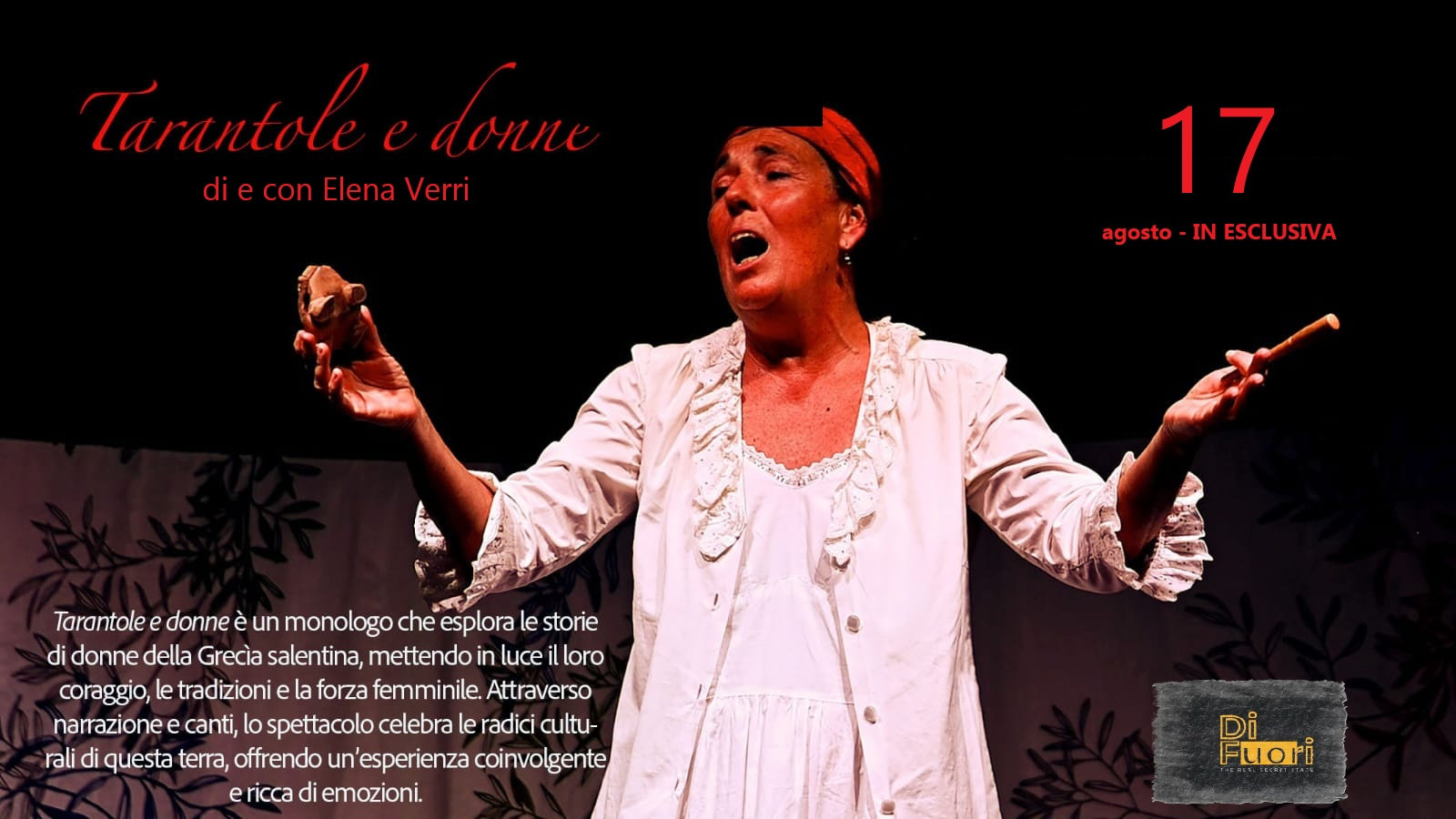 17 agosto - ELENA VERRI in "Tarantole e donne" (assolo teatrale/musicale)