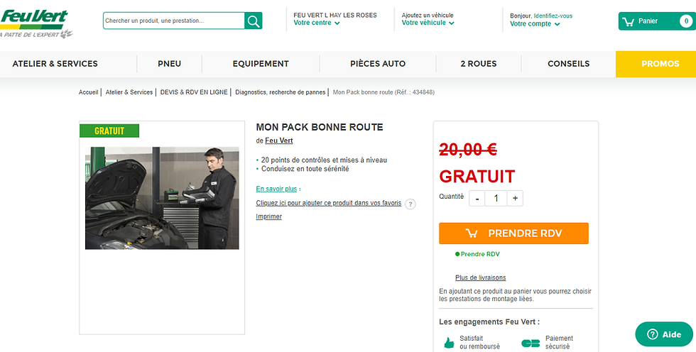 20 POINTS DE CONTRÔLE ET MISES À NIVEAU, GRATUIT au lieu de 20€ ! c'est chez FEU VERT !