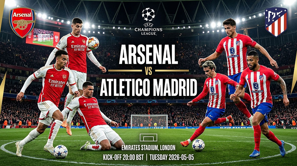 Arsenal vs Atletico Madrid, Emirates Stadium. Soccer players in red kits competing energetically on the field; UEFA Champions League.
