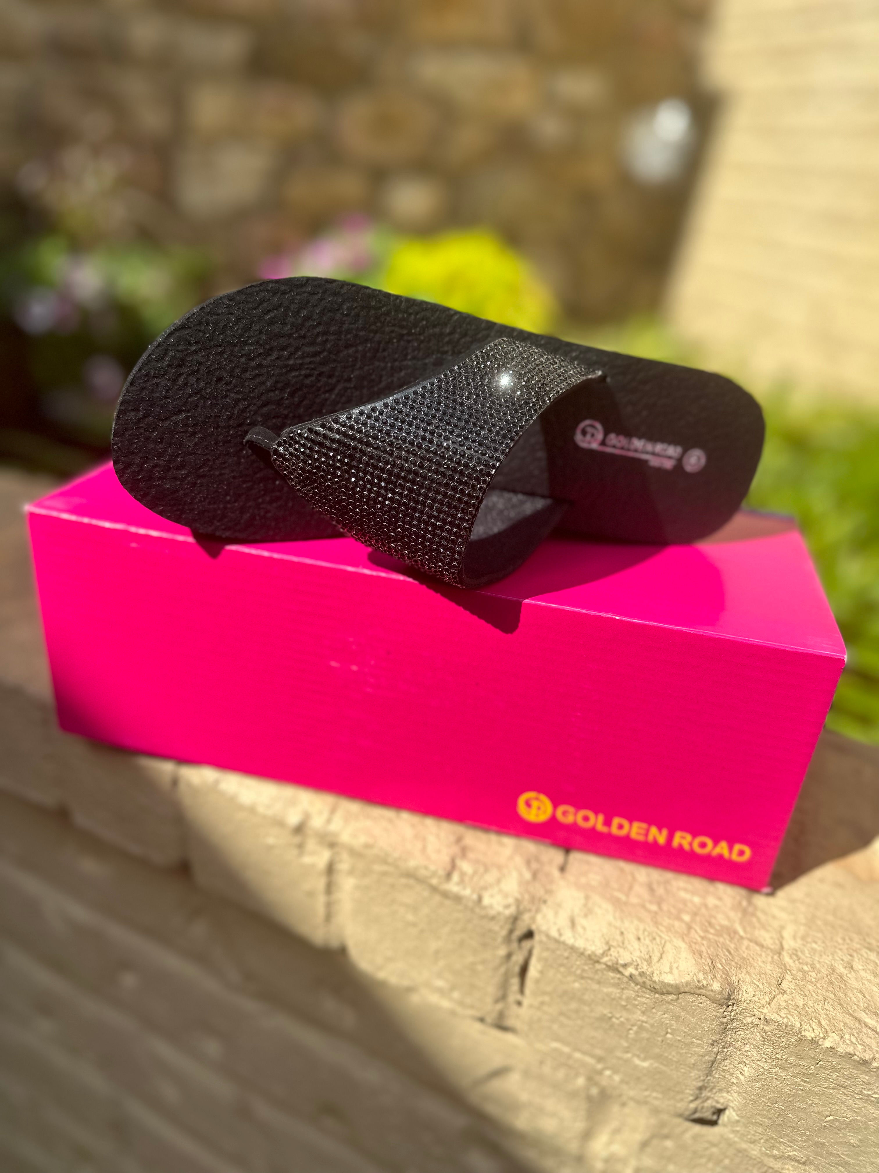 Black Rhinestone Flip Flop