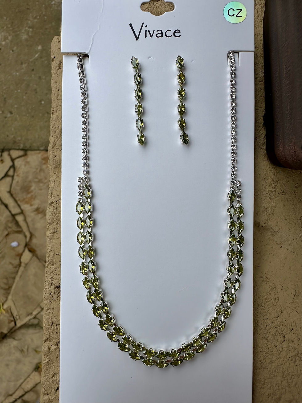 Thumbnail: Double Row Rhinestone Necklace Set