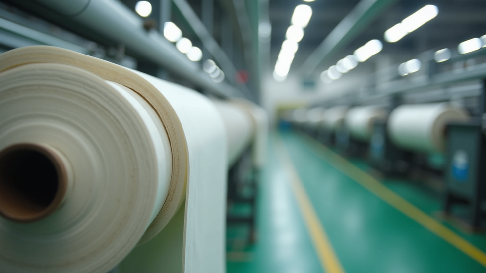 Close-up view of high-quality fabric rolls in a textile factory