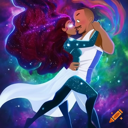 craiyon_111341_1_cosmic_of_a_black_women_with_many_shades_of_the_color_burgundy_purple_hai