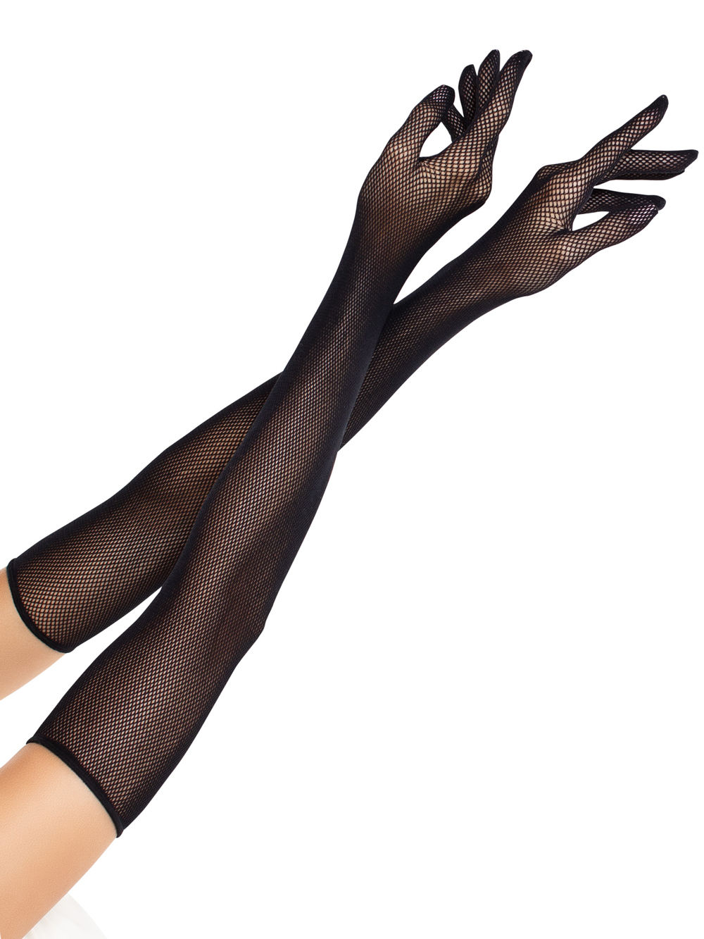 Opera length fishnet gloves – front view