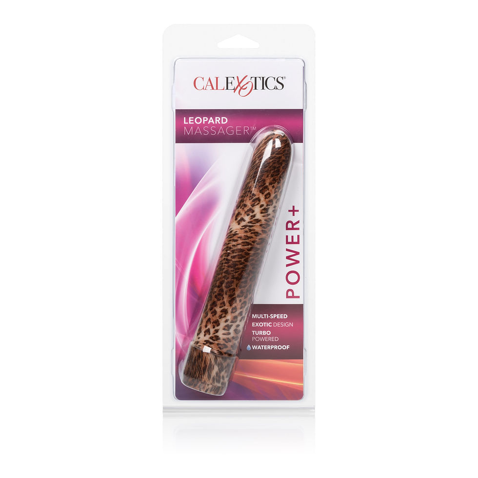 Thumbnail: Brown leopard print multi speed massager – front packaging view