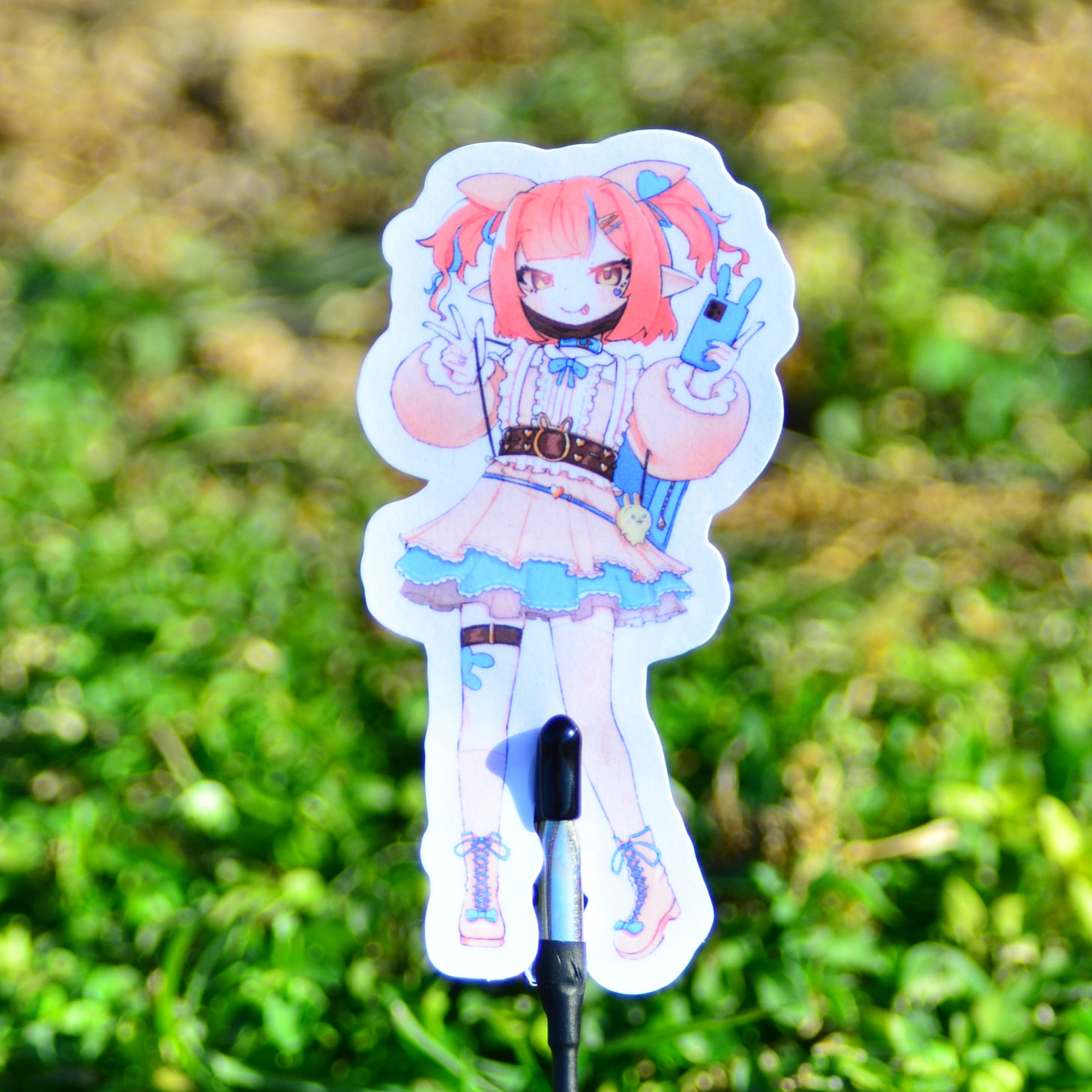 Frilly Chronia sticker design cute funny anime art merchandise display