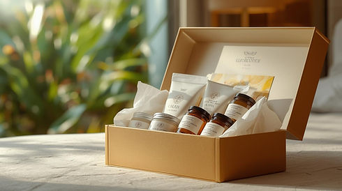 A realistic, high-end product photograph showcasing a luxurious collection of citrus inspi