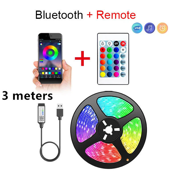 Thumbnail: Bluetooth LED Strip Lights Smart SMD 5050 APP Remote Control Flexible Ribbon Dio
