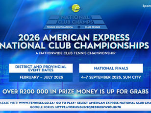 TENNIS: Die American Express Klubkampioenskappe keer terug na SA
