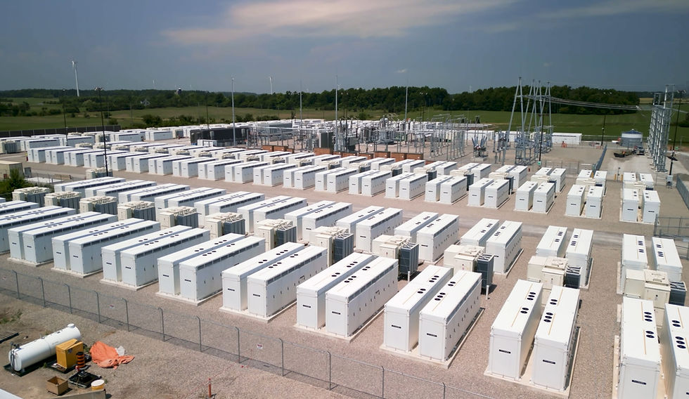 Battery energy storage system (BESS) containers at a grid-scale energy storage site in Japan
