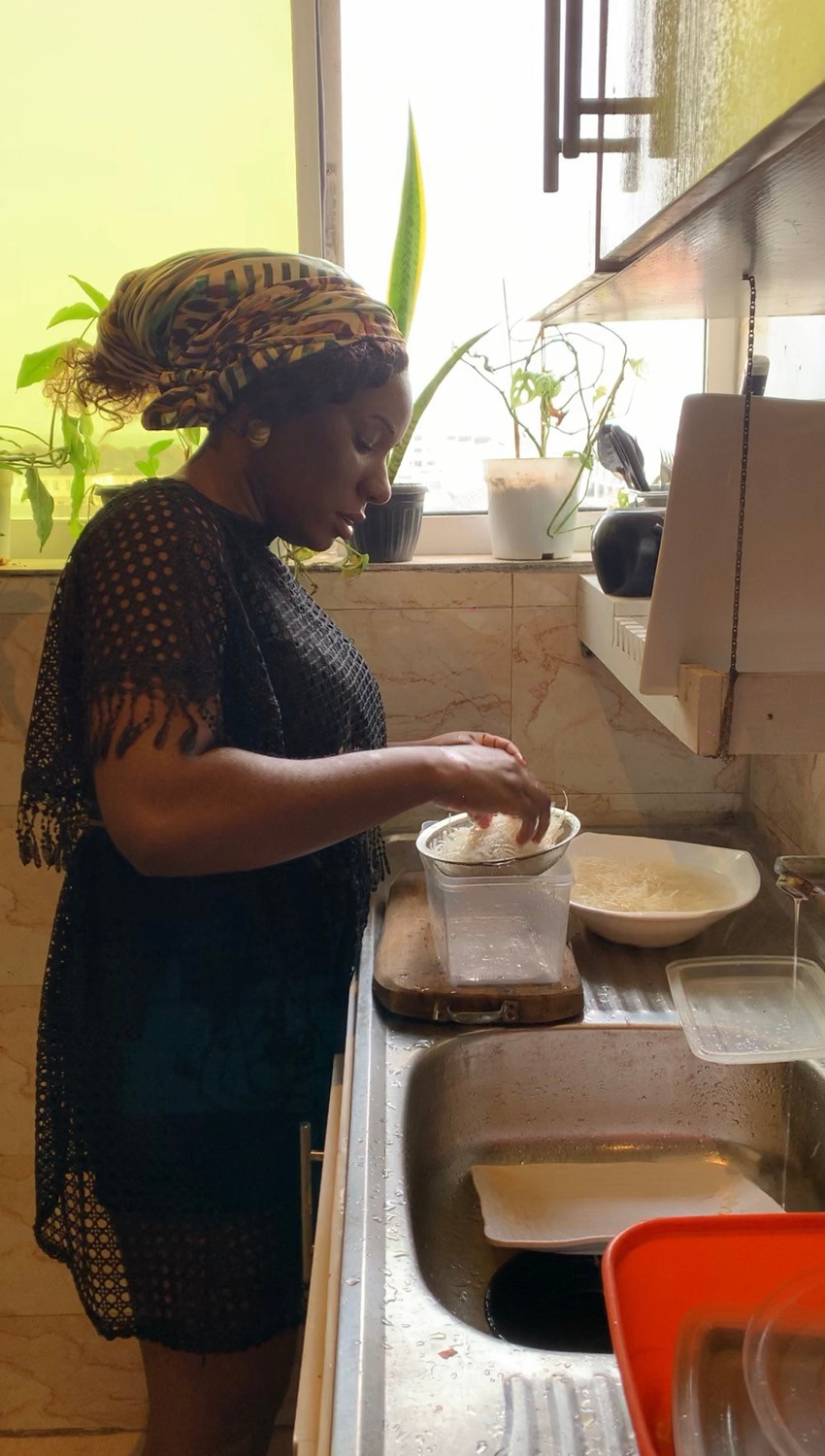 Chef Obubu prepping Abacha