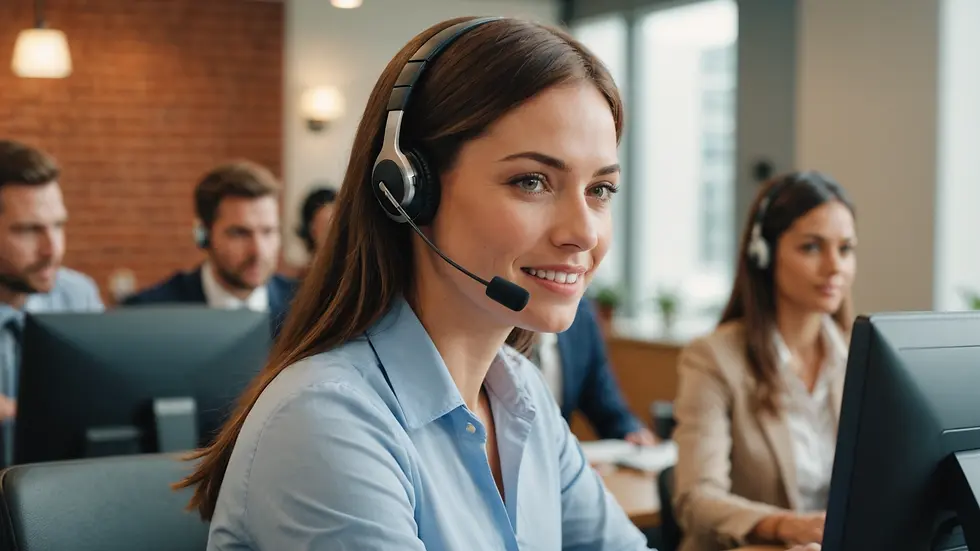 Close-up view of a customer service representative assisting a customer