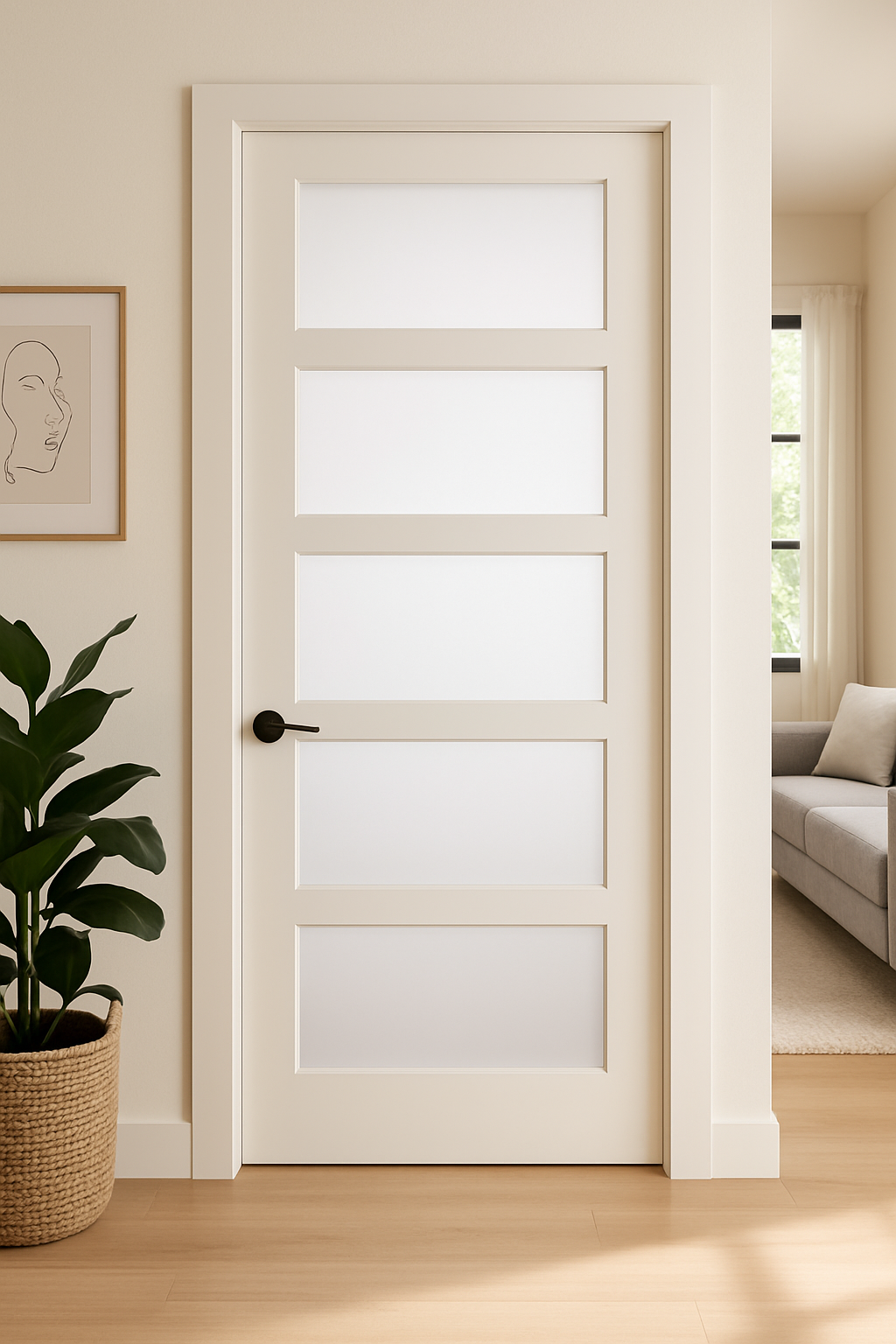 Frosted shaker style 5 panel door slabs