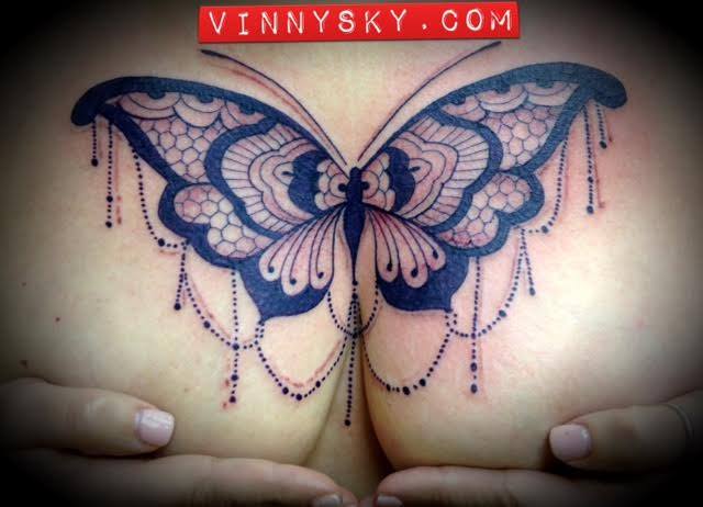 Lace Butterfly Tattoo