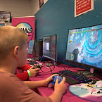 Player using modern gaming controller