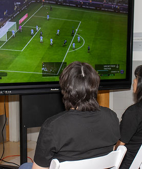 Couple watching game on a large screen