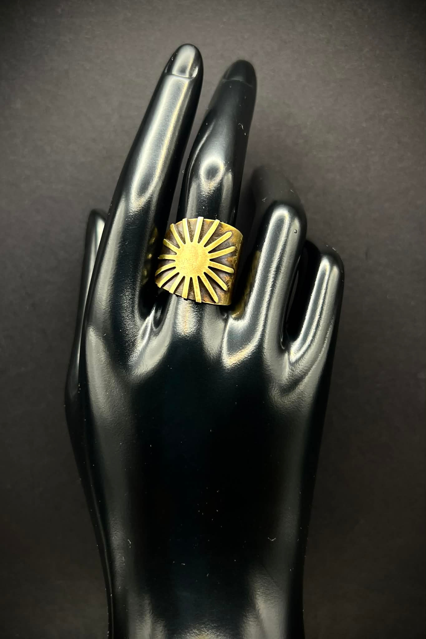 Brass Sunburst Ring - Size 8.5