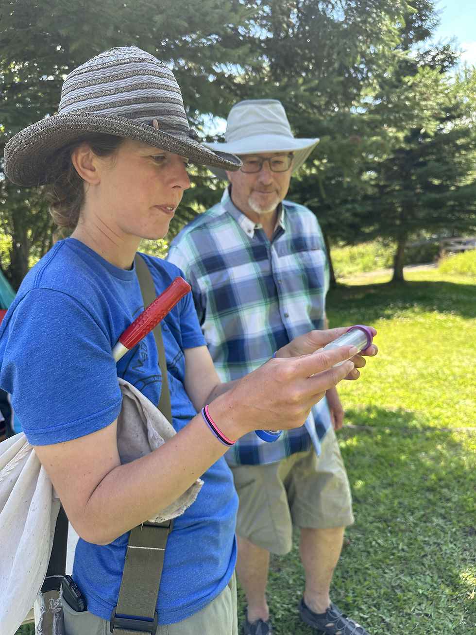 Instructor Bonnie Zand demonstrates bee netting. Photo Cheryl Leman.