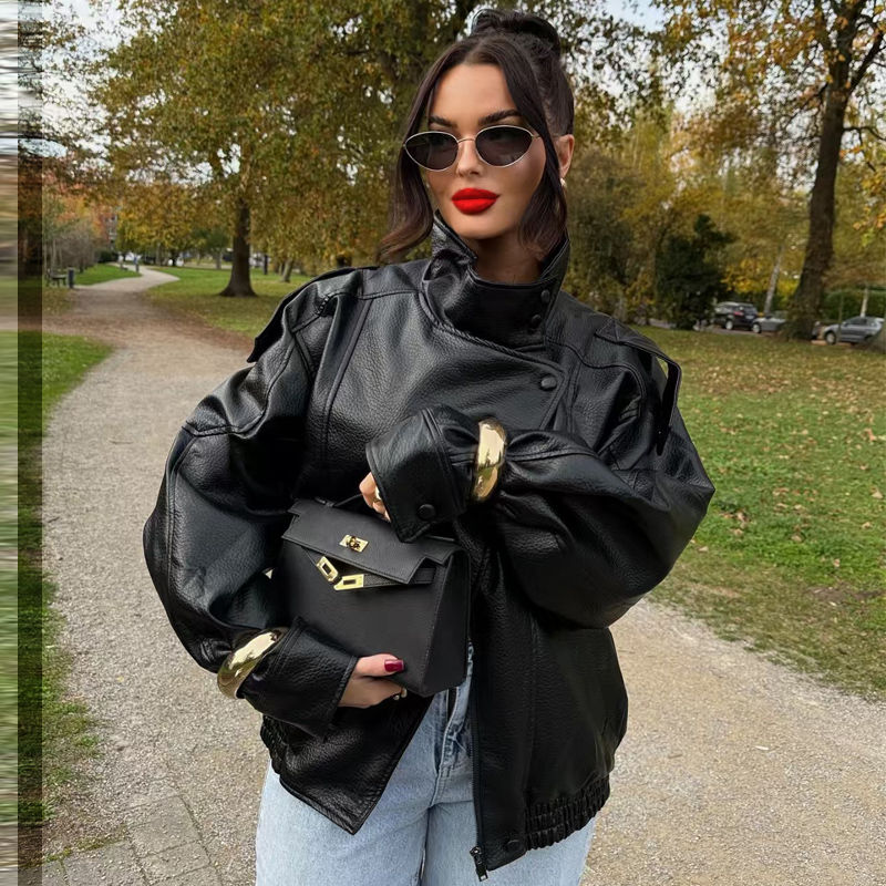Thumbnail: Premium Faux-Leather Bomber Jacket — The Ultimate London Street-Style Icon