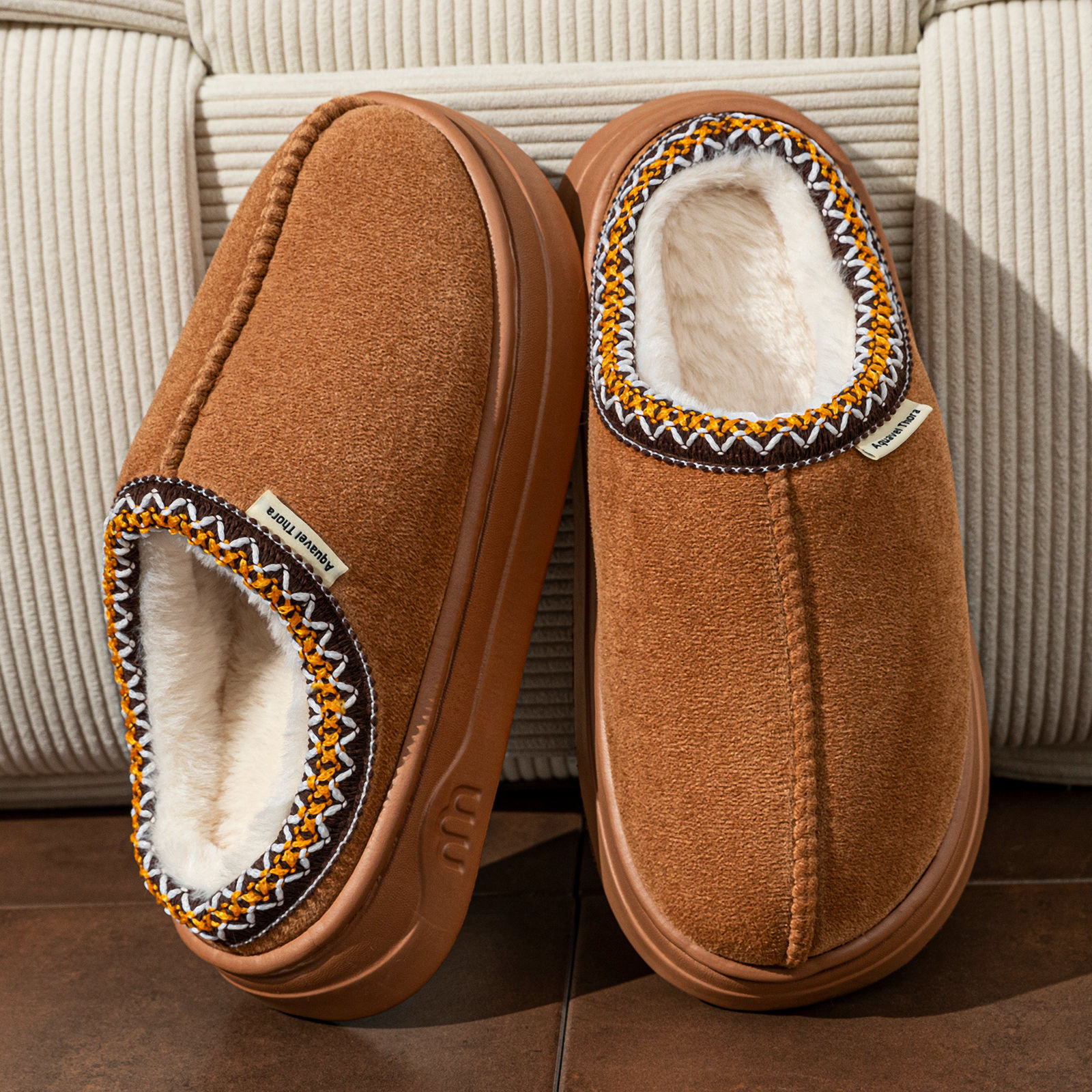 Winter Women's Slippers Boots Fashion Fuzzy Fur Anti-slip Soft Sole Outdoor Indo