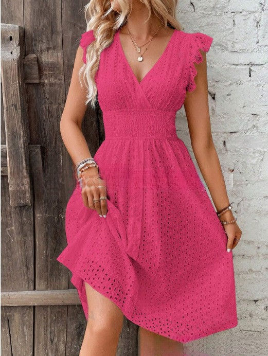 Thumbnail: Clara Broderie Anglaise Ruffle-Sleeve Midi Dress