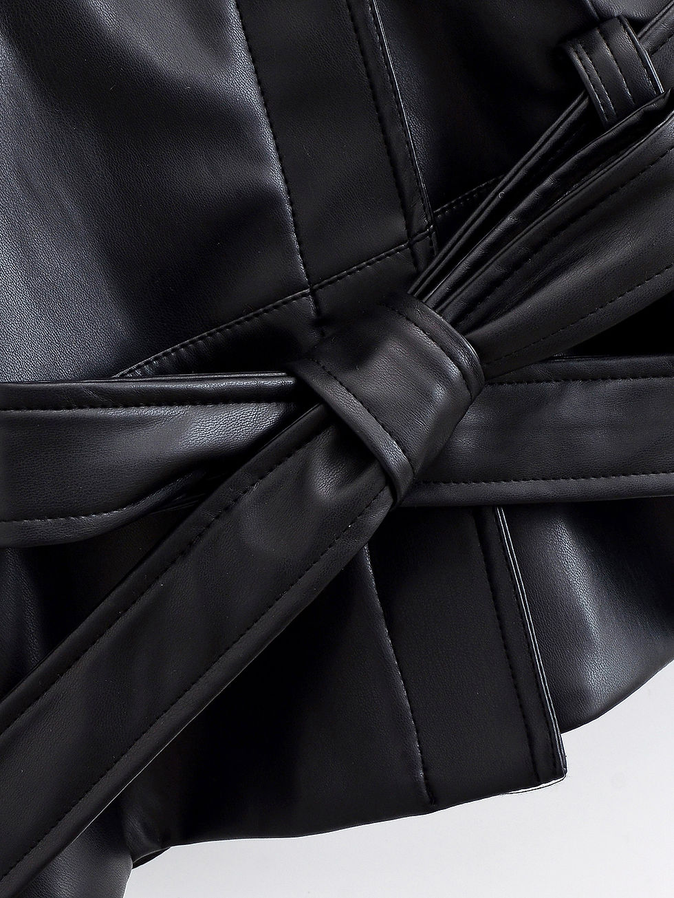 Thumbnail: Premium Belted Faux Leather Moto Jacket