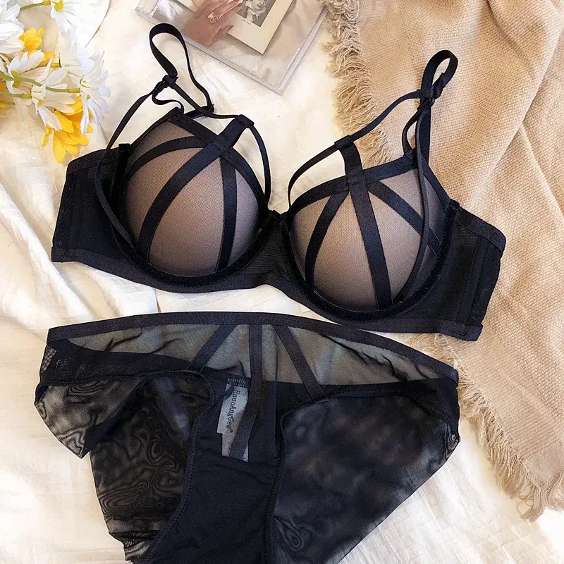 Thumbnail: Sensual Cage Strappy Bra & Panty Set — Bold Intimate Trend