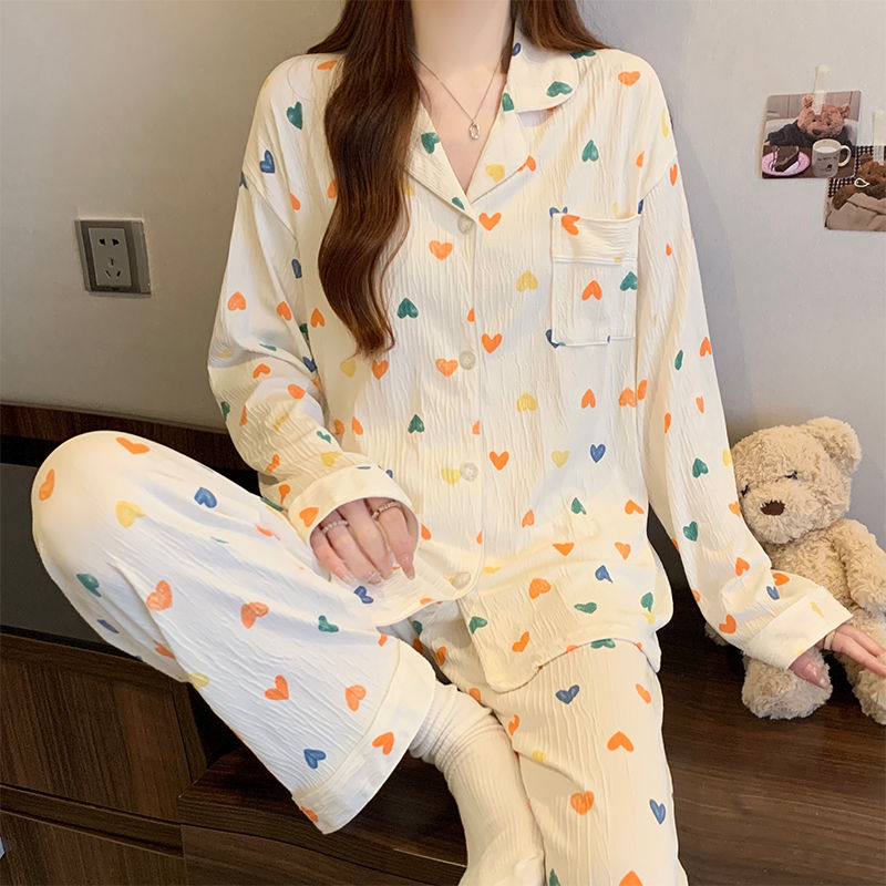 Thumbnail: Women’s Printed Long-Sleeve Button-Down Pyjama Set – Soft Sleepwear