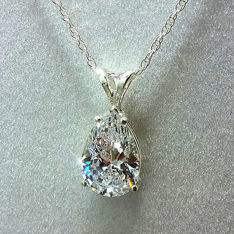 Thumbnail: Elegant Pear Cut Crystal Pendant Necklace for Women